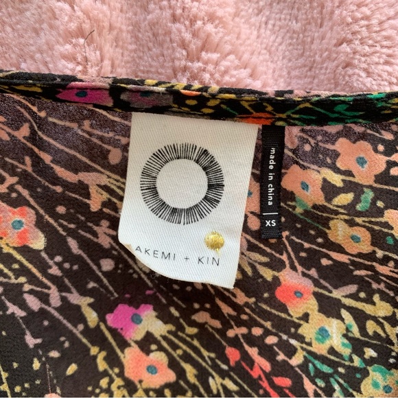 Anthropologie Valencia Akemi + Kin Women's Black Floral Button Front Midi Dress - Picture 9 of 10